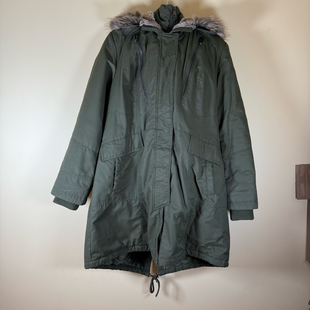 1 Madison Green Parka with Faux Fur Hood XL